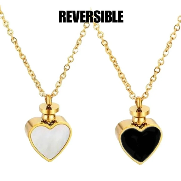 ποΈ18K Gold Plated Reversible Heart Charm Stainless Steel Dainty Necklace π€π€ - Picture 5 of 10